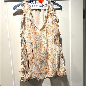 1 state Nordstrom Floral Ruffle sleeved Top - Multicolor, cut out shoulder